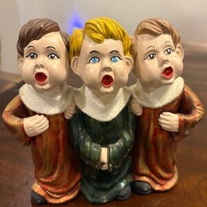 Vintage 3 Choir Boys Christmas Carolers Figurine – Ceramic/Chalkware – 9.5” Tall